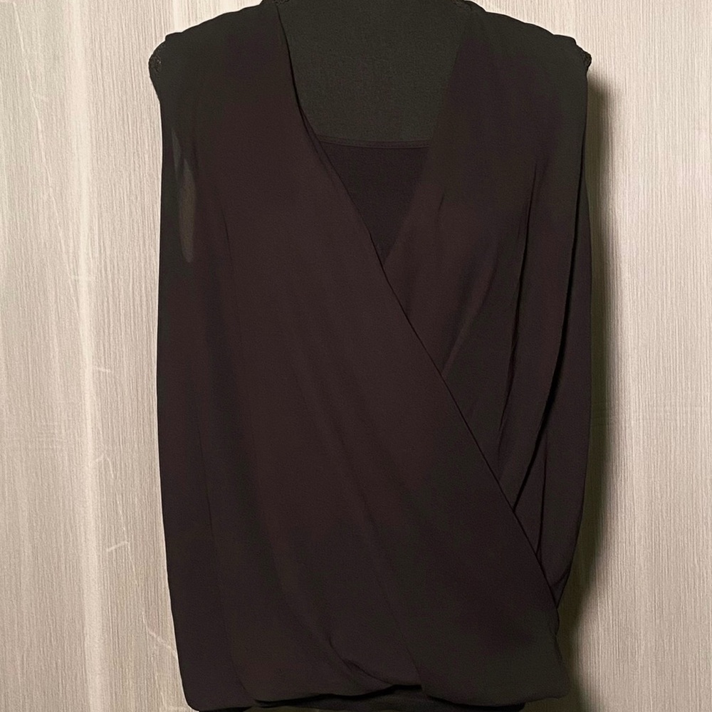 Black Draped Wrap Style Sleeveless Top